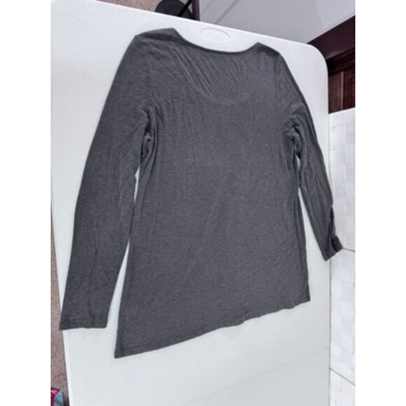 "Eileen Fisher" Gray, Jersey Top, Tunic ,Pintuck, Scoop Neck, Petite L, Charcoal - Picture 9 of 9